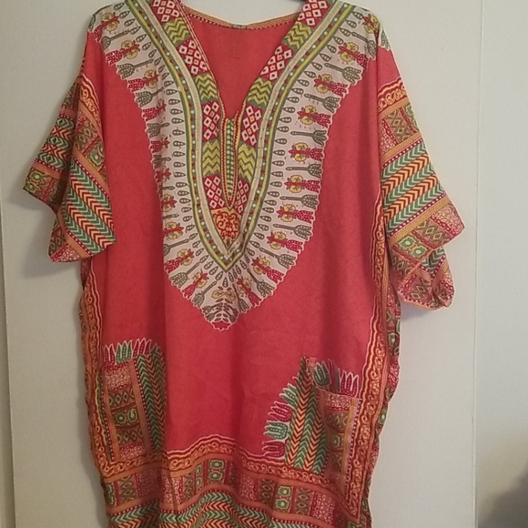 Dashiki Style Lightweight Cover up Tunic Dress Top - Picture 1 of 12